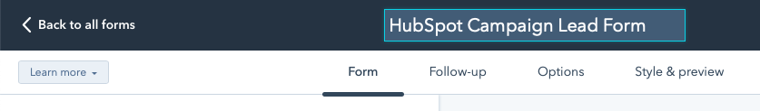 nom du formulaire hubspot